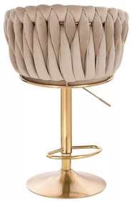 LuxuryForm DESIGN Barová stolička NORDEN VELUR na zlatom tanieri - latte