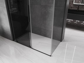 Mexen Velar, sprchový kút s posuvnými dverami 160 x 75 cm, 8mm šedé sklo, čierna matná, 871-160-075-41-70