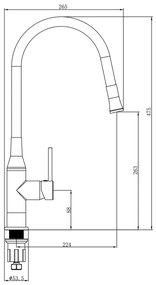 Sapho - Drezová batéria s flexibilným ramienkom SILI čierna/lesklý chróm