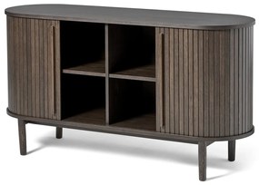 Hnedá komoda v dekore duba s posuvnými dverami 140x76x45 cm Meta – Unique Furniture