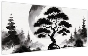 Obraz – Čiernobiela bonsai (120x50 cm)