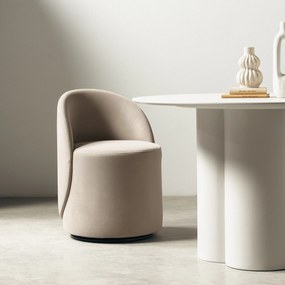 Otočné designové křeslo Enzo velur krémové