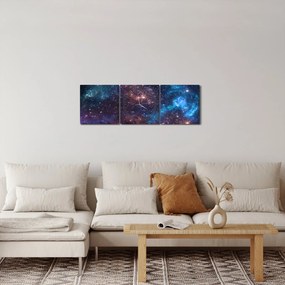 Obraz - Nočná obloha (s hodinami) (90x30 cm)
