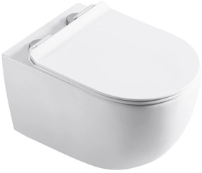 Cerano Felci, závesná WC misa Rimless 525x360x355 mm + UF toaletné sedátko, biela lesklá, CER-CER-417377