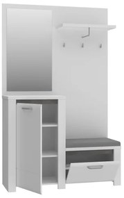 Predsieňová stena so zrkadlom HIRO biela/šedá