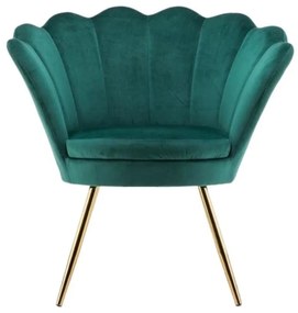 LuxuryForm DESIGN Kreslo FREY VELUR so zlatými nohami - zelené