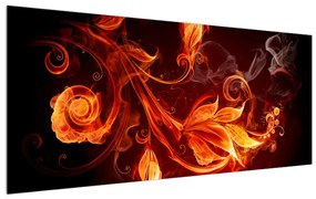 Obraz kvetov v ohni (120x50 cm)
