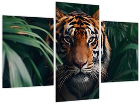 Obraz - Portrét tigra v džungli (90x60 cm)