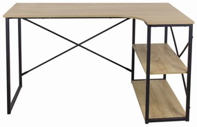 Rohový písací stôl v tvare L (čierny kovový rám)