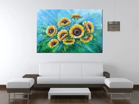 Gario Ručne maľovaný obraz Slnečnice v daždi Rozmery: 100 x 70 cm