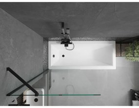 Mexen Next, vaňová  zástena 1-krídlová 80 x 150 cm, fixné krídlo, 6 mm číre sklo, čierny profil, 895-080-000-00-00-70