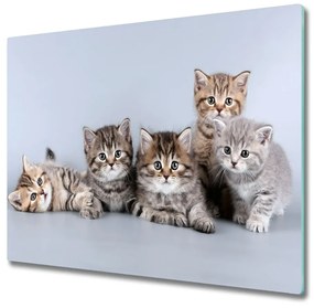 Sklenená doska na krájanie Päť mačiek 60x52 cm