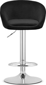 Barová stolička EAST čierny zamat / chrómová podnož