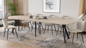 Mazzoni EXPANSO Kašmír / čierne nohy - OVÁLNY ROZKLADACÍ STÔL 160-360 cm PRE 16-18 OSÔB