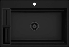 Deante Magnetic, 1-komorový granitový drez 760x520x220mm, čierna matná, DEA-ZRM_N10B