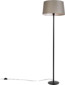 Stojaca lampa čierna s tienidlom z ľanu taupe 45 cm - Simplo