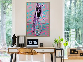 Artgeist Plagát - Raccoon On The Bike [Poster] Veľkosť: 40x60, Verzia: Zlatý rám s passe-partout