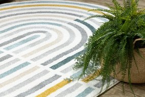 Koberec FUSION Shape 5711 biely / tmavozelený ovál