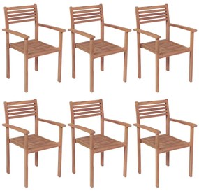 Stohovateľné záhradné stoličky 6 ks tíkový masív