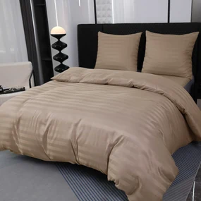 Hotelové obliečky z mikrovlákna JASMINE béžové - prúžok 2 cm, hotelové obálkové zapínanie Rozmer obliečky: 2 ks 70 x 90 cm | 200 x 220 cm