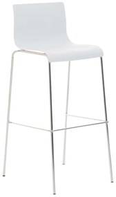 Barová stolička Hoover ~ plast, kovové nohy chróm - Biela