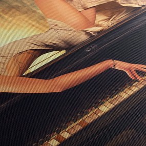 Obraz - Žena na klavíri (120x50 cm)