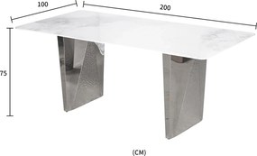 Jedálenský stôl Modig 200 cm strieborný/mramor