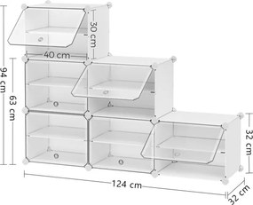 Úložné boxy na topánky biele ABO-E1033 WT (6 ks)