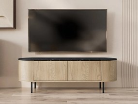 TV stolík / skrinka Nisken 140 2D, Farby: dub cremona / mramor čierny + čierna