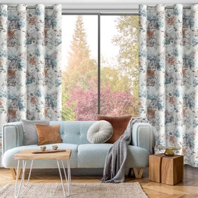 ZÁVES NA KRÚŽKOCH ANETT 140X250 CM KVETY