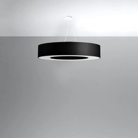 Závesné svietidlo Saturno, 1x čierne textilné tienidlo, (biely plast), (fi 90 cm)
