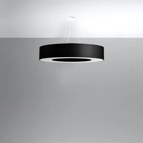 Závesné svietidlo Saturno, 1x čierne textilné tienidlo, (biely plast), (fi 90 cm)