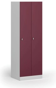 Kovová šatníková skrinka S1, 2-dverová, 1850 x 600 x 500 mm, otočný zámok, červené dvere