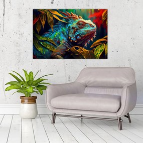 Obraz - Farebný leguán (90x60 cm)