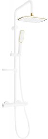 Mexen KX49 sprchový set s dažďovou sprchou a termostatickou batériou, biela / zlatá - 771504091-25