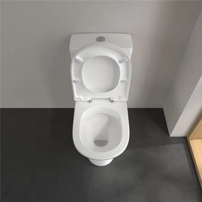 VILLEROY &amp; BOCH O.novo WC misa kombi s hlbokým splachovaním bez vnútorného okraja, zadný odpad, 370 x 670 mm, biela alpská, s povrchom CeramicPlus, 5661R0R1