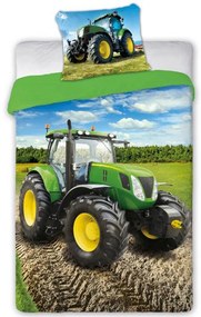 DETSKÉ BAVLNENÉ OBLIEČKY TRACTOR 160X200 CM, 1KS 70X80 CM VZOROVANÉ