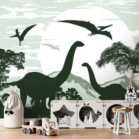 Fototapeta - Zelení dinosaury 2 (254x184 cm)