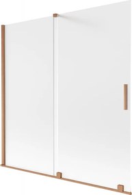 Mexen Velar, 2-krídlová posuvná vaňová zástena 160 x 150 cm, 8mm sklo námraza, medená matná, 896-160-000-31-65