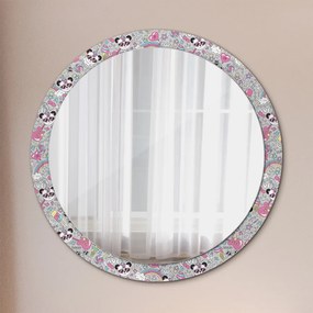 Okrúhle ozdobné zrkadlo Panda unicorn fi 100 cm