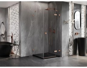 Mexen Lunar, 1-krídlový sprchový kút, pravý, 100 x 100 cm, 8mm číre sklo, medený profil, 834-100-100-65-00-P