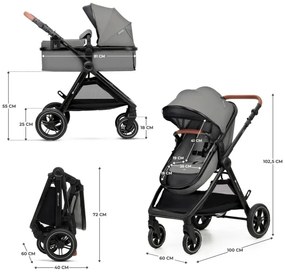 KINDERKRAFT - Kombinovaný kočík 3v1 ESME Moonlight grey + autosedačka MINK PRO