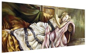 Obraz nešťastnej ženy v šatách (120x50 cm)