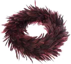 Dekoračný veniec z peria Downy, pr. 30 cm, vínová