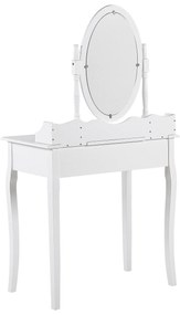 Toaletný stolík s oválnym zrkadlom a stoličkou biely SOLEIL Beliani