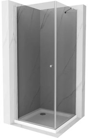 Mexen Pretoria sprchová kabína, kyvné dvere 70 x 70 cm, Grafitová čierna, Chrómová + sprchová vanička Flat - 852-070-070-01-40-4