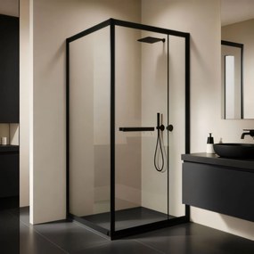 Novoterm Štvorcový sprchový kút NV-Heidi BL SQ 80x80 čierna/transparent - bez vaničky