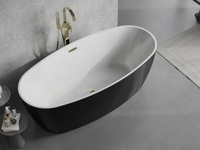 Mexen Lira, voľne stojaca vaňa, vzor, 170 x 80 cm, biela-čierna, zlatý lesklý prepad, 52831708075-50
