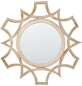 Okrúhle nástenné zrkadlo ø 60 cm svetlé drevo ZAPOPAN Beliani