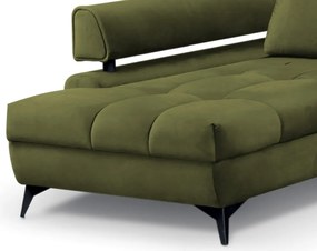 Rohová sedacia súprava Paris, machová zelená látka, ľavý roh